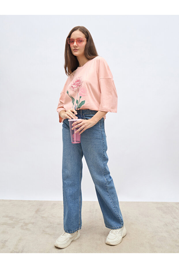 Pink Graphic Print Oversized T-Shirt