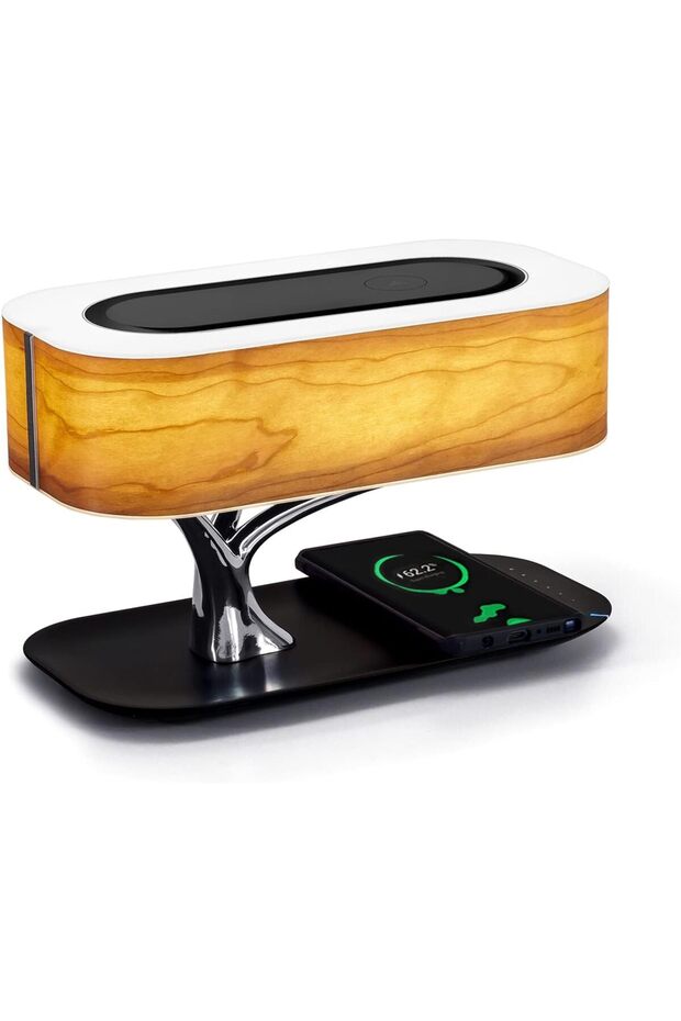 Bedside Lamp with Bluetooth Speaker & Wireless Charger, TWS Stereo, Stepless Dimming Table Light