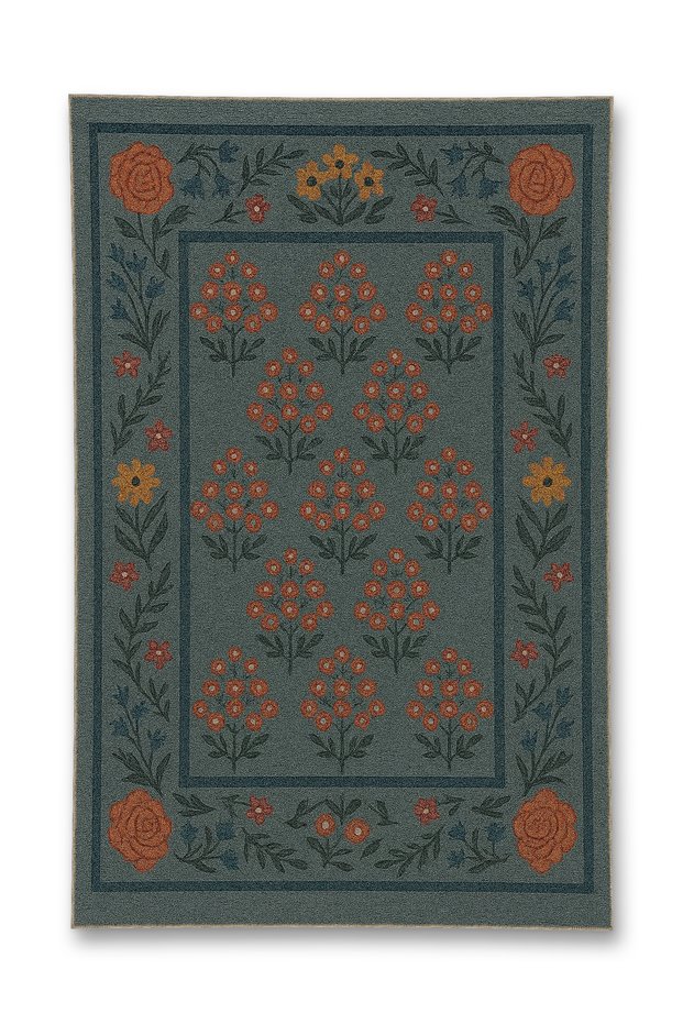 Mosso Floral Detailed Woven Base Modern Decorative Carpet Mosso142