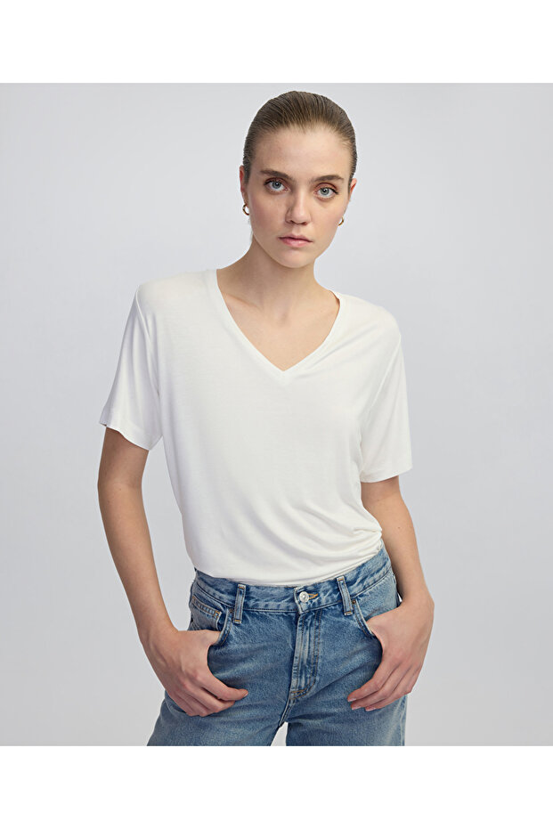 V yaka basic tişört - 1