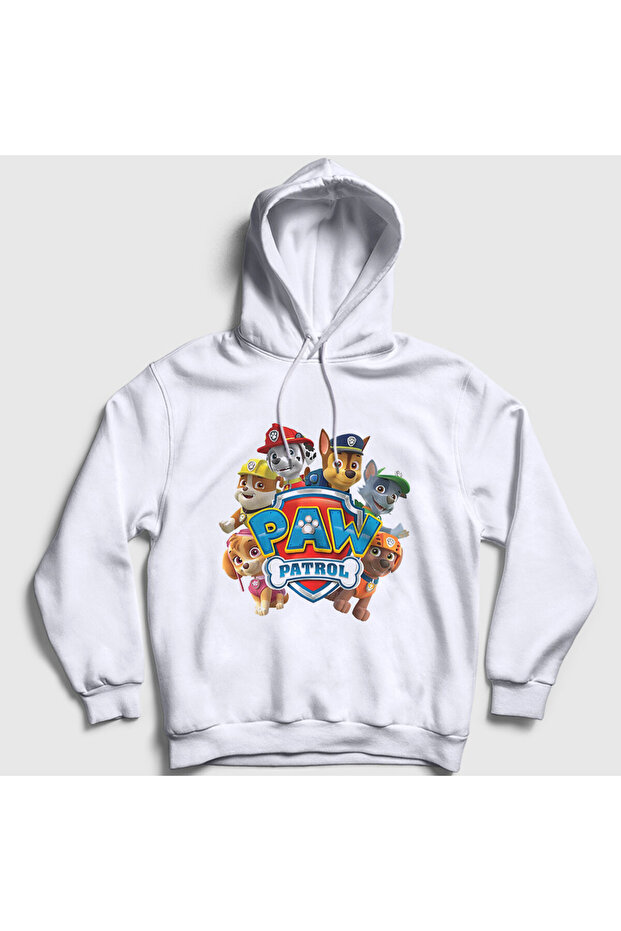 Unisex White All Paw Patrol Hooded Sweatshirt 557757Tt