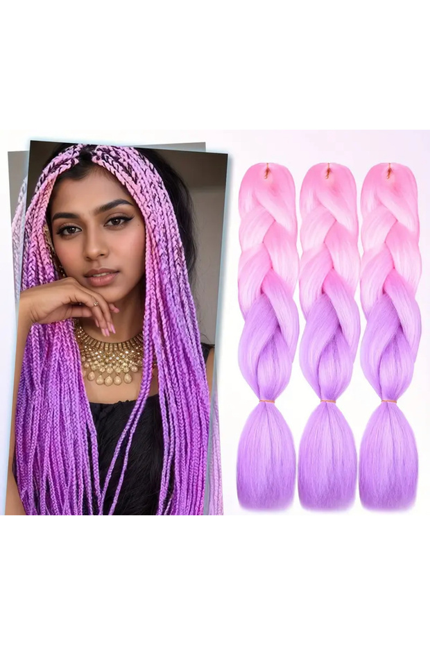 D’Arya Pink Purple Ombre Synthetic Braiding Hair Extension – African Brazilian Rasta Mermaid Hair Dd468