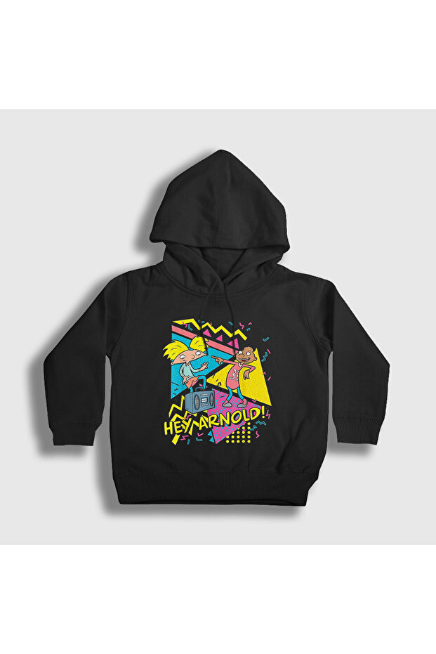 Unisex Kids Black Poster with Gerald Hey Arnold Hooded Sweatshirt 562150Tt