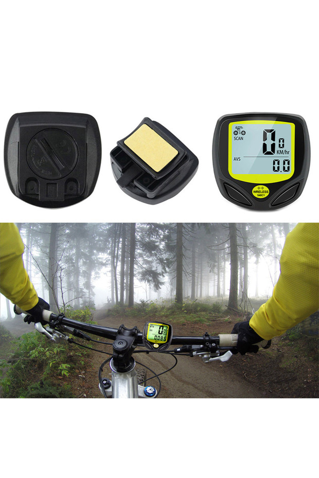 Wireless bicycle speedometer, 14 functions, black - 12