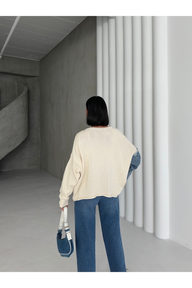 Pulover din tricot garnit - 3