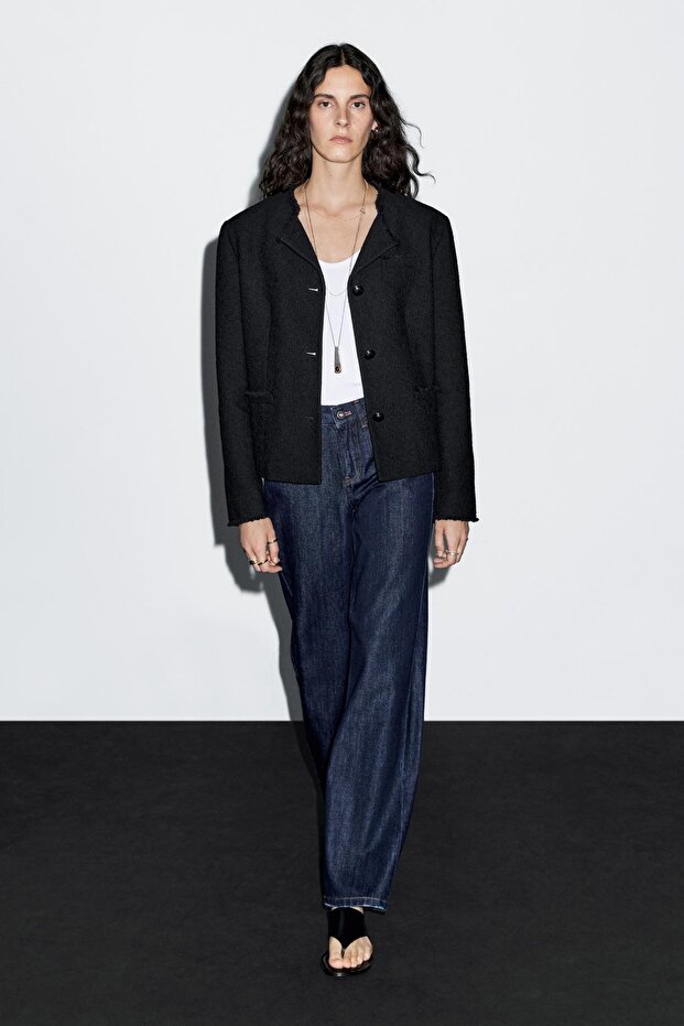 Düğmeli crop ceket - 2