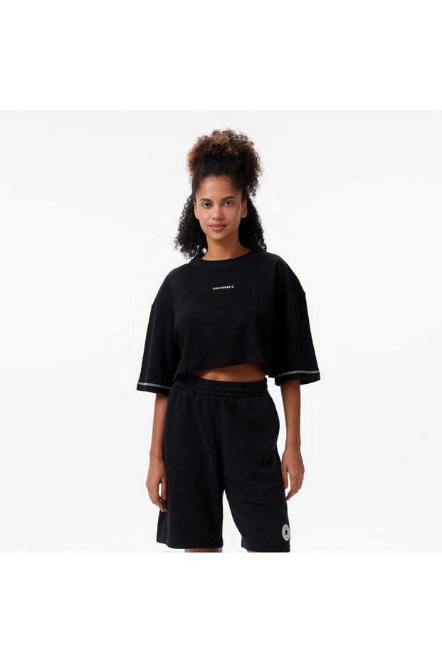 Star Chevron Printed Women's Black T-Shirt