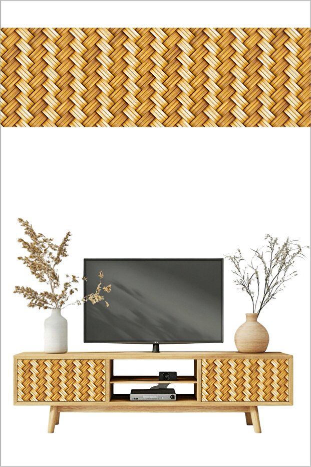 Wicker Rattan Patterned Self-Adhesive Lamination Cabinet, Dresser, Nightstand Covering Foil