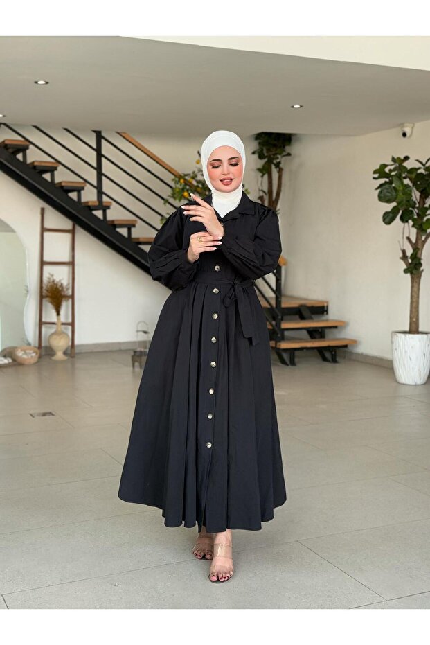 SİYAH GÖMLEK ELBİSE - 4