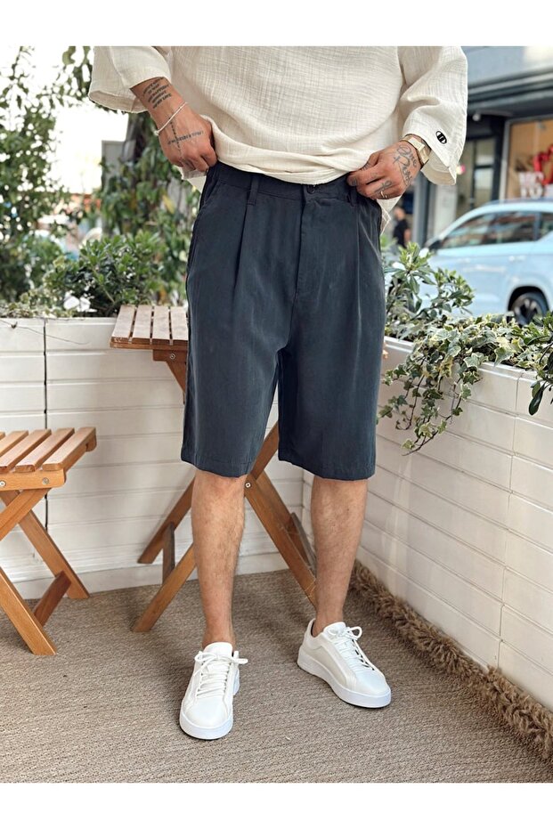 Modal Kumaş Bermuda Şort Kapri - 3