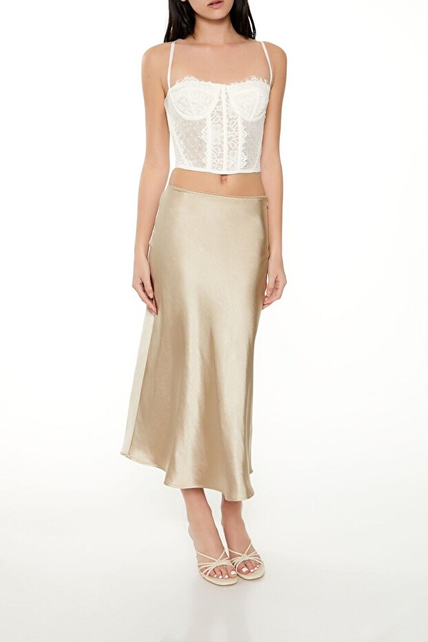 Saten Slip Midi Etek - 5