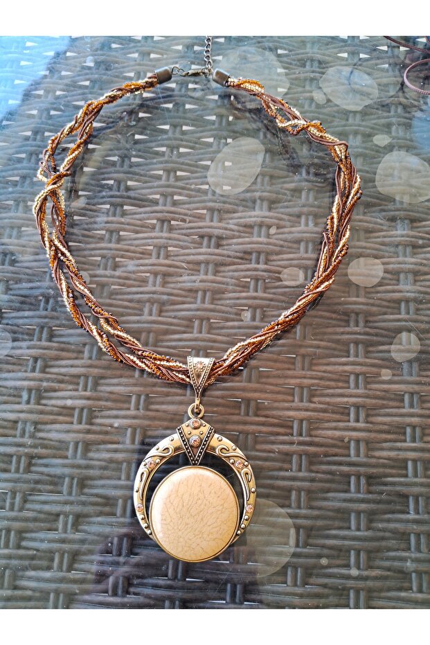 Kolye Bohem Tarz Taşlı Kolye - 1