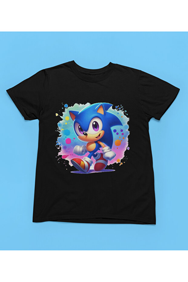 Printed Circle Neck Children's Tshirt, 100% Cotton, Black,