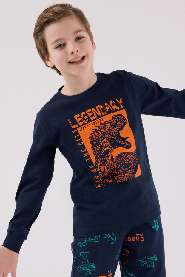 Erkek Çocuk Lacivert Pijama Takımı - 3