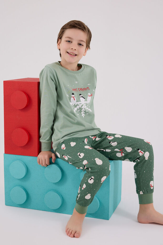 Erkek Çocuk Yeşil Pijama Takımı - 3