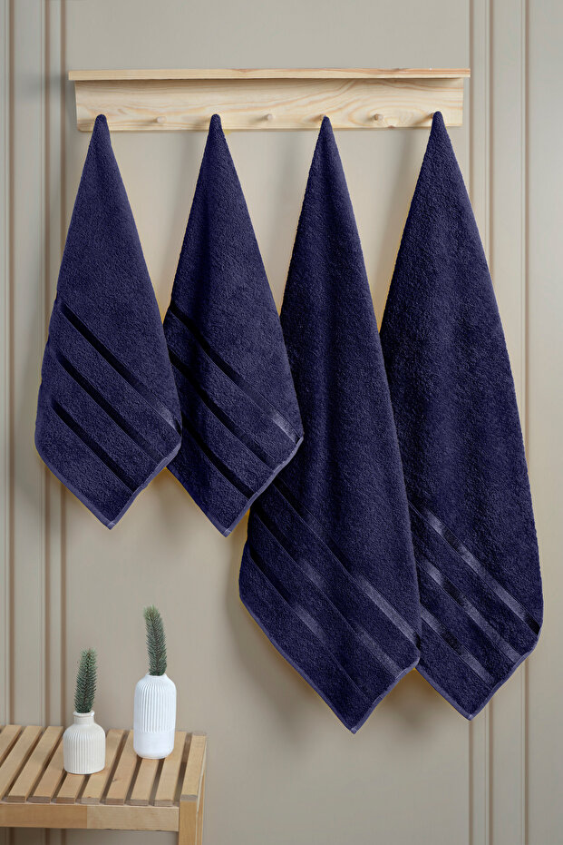 4-Piece Bath Set 100% Cotton 2 Large Bath Towels (70X140Cm), 2 Face Towel Set (50X90Cm)