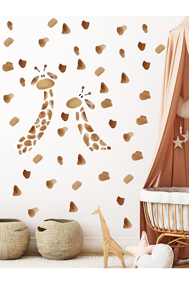 Cute Giraffes and Spots Patterned, Wall Sticker, 50 X 70 cm