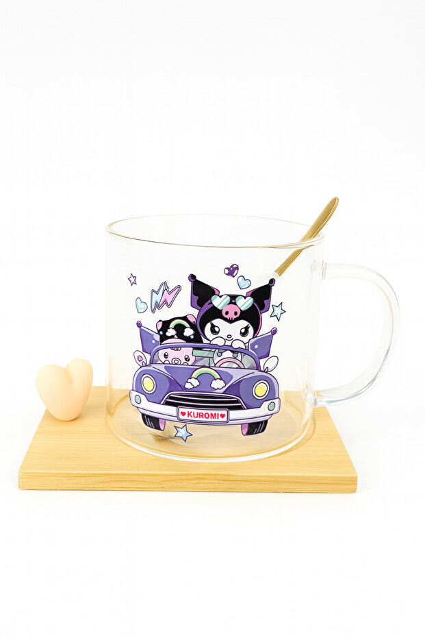 Kuromi desen Cam Bardak - 1