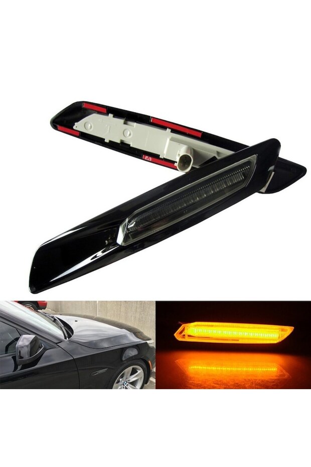 Σετ 2 φώτα σήματος Wing LED μαύρα για BMW E60, E61, E90, E91, E81, E82, E88 - 3