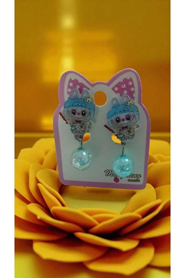 Cute Labubu Figure with Glitter Inside and Hanging Bead Clip
