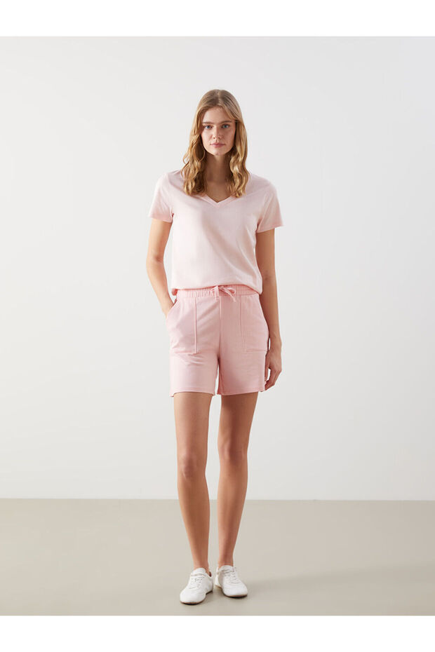 Two Mt Shop Quality Lcw Vision Pink Women's Shorts with Elastic Waist