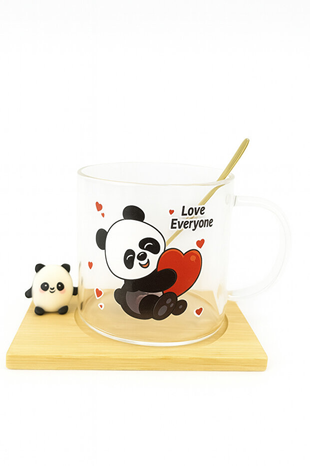 Panda Figürlü Cam Bardak - 1