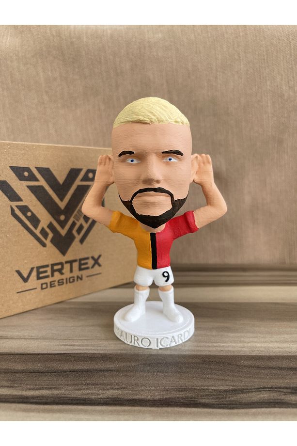 Mauro Icẩrd.i Gẩlẩtẩsẩrẩy 3d Futbolcu Taraftar Biblo Figür Erkek Hediyelik Oyuncak Sarı Kırmızı - 1