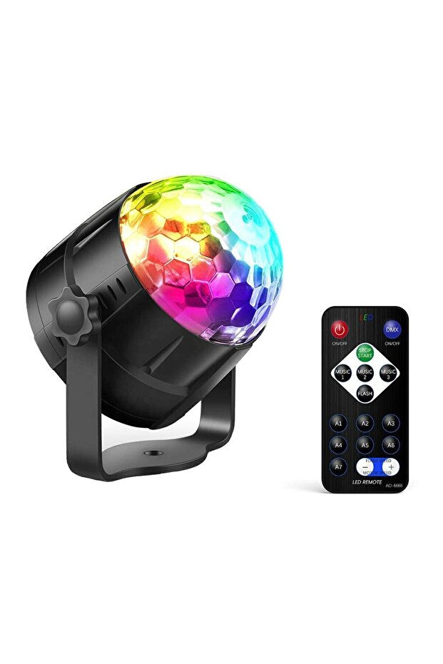 RGB LED Disco Projector with Remote Control, Sound Sensors, 7 Different Lighting Modes, 9 x 8.5 cm - 1