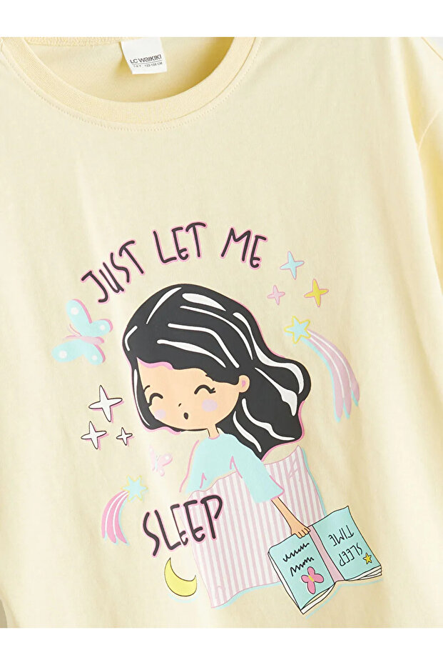 LCW Kids Sari Bisiklet Yaka Kız Çocuk Pijama Takımı - 3