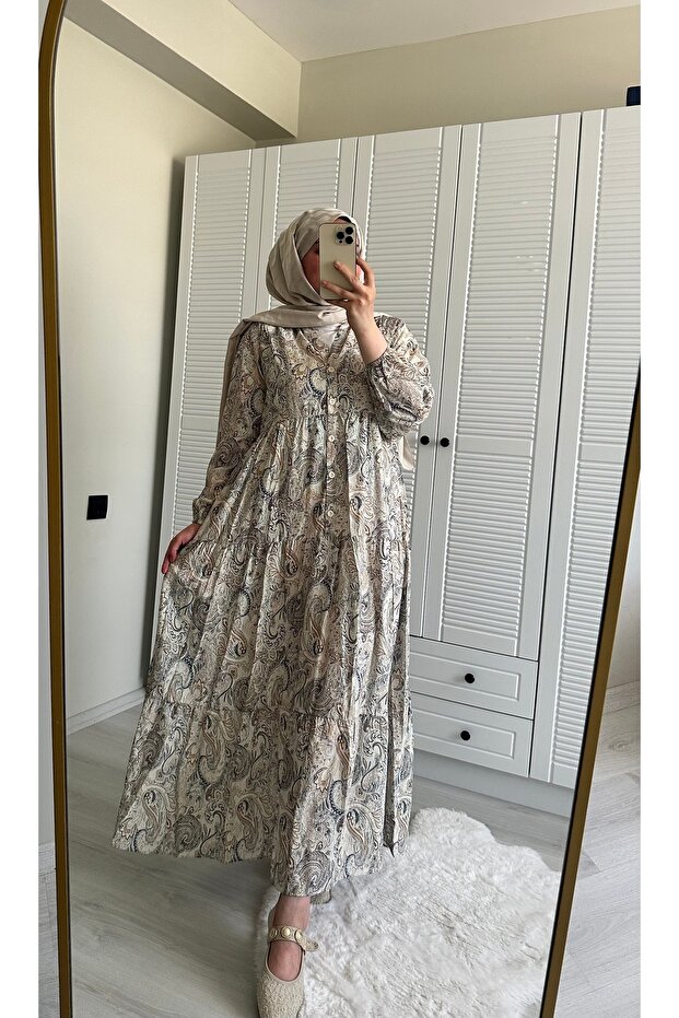 Desenli Mango Elbise - 4