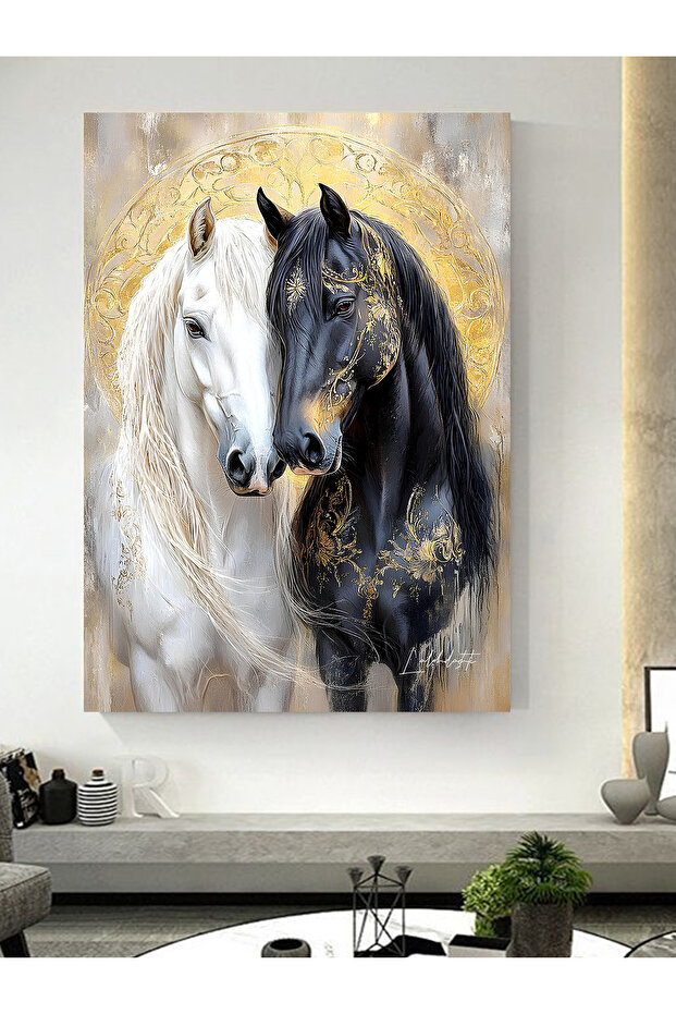 İKİLİ AT KANVAS TABLO - 1
