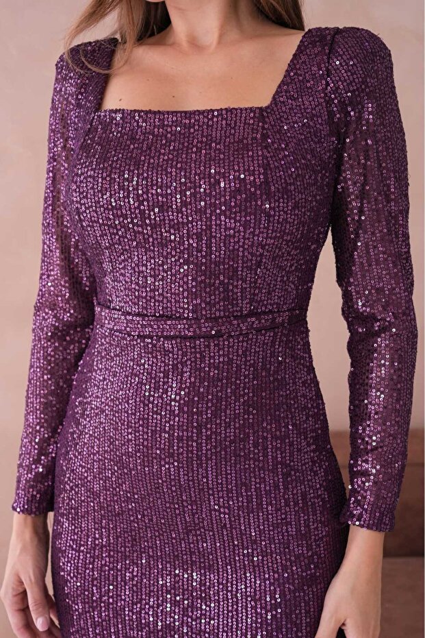 Abiye Pullu Elbise - 7