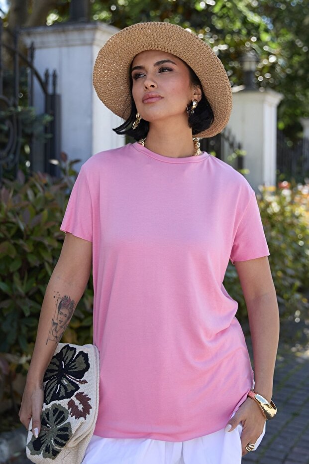 Plain Basic T-Shirt Pink - 6