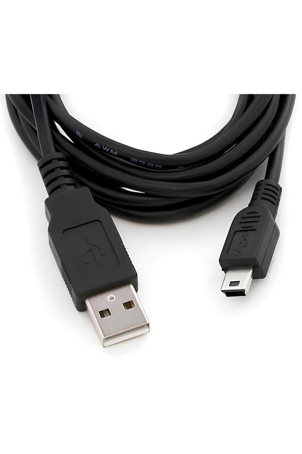 Mini USB 5 Pin Kablo 🔌 1.5 Metre Data Şarj Kablosu USB to Mini B – Siyah - 2