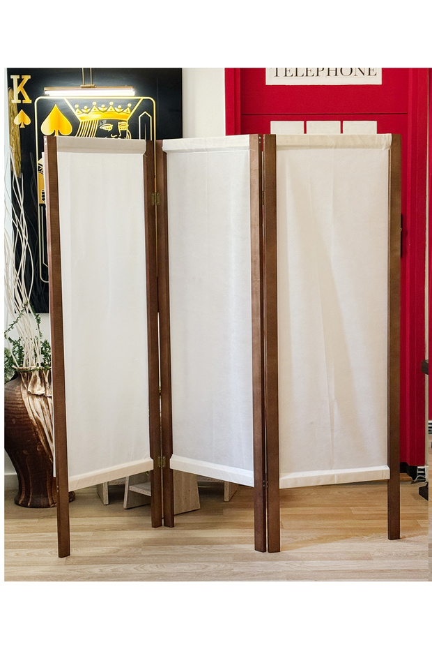 Ahşap Paravan Panel Kumaş Seperatör Paravan 5400 - 4