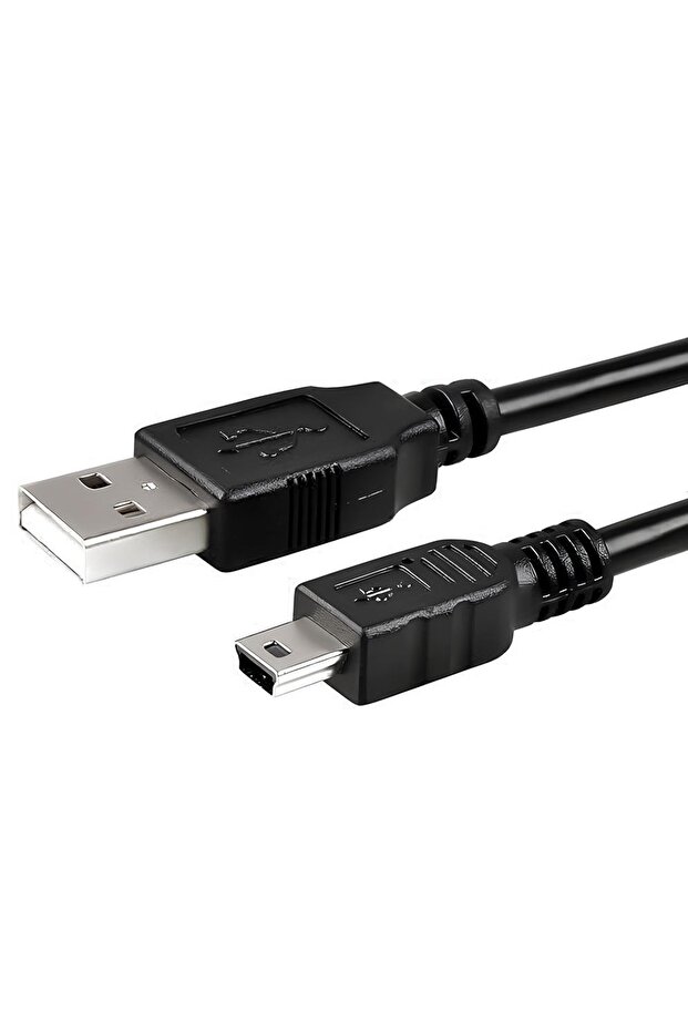 Mini USB 5 Pin Kablo 🔌 1.5 Metre Data Şarj Kablosu USB to Mini B – Siyah - 1