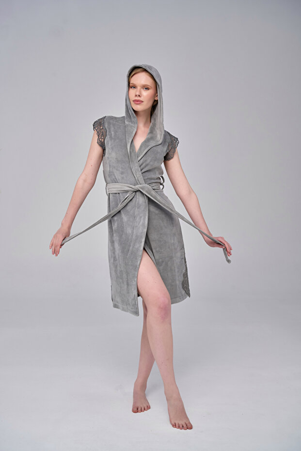 Lace Niki Velvet Bamboo Cotton Robe