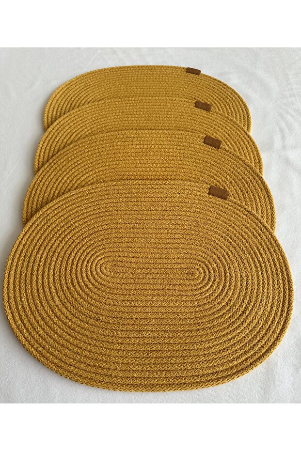 Jute Placemat, Table Decor Supla Oval Mustard 30X40 Set of 4