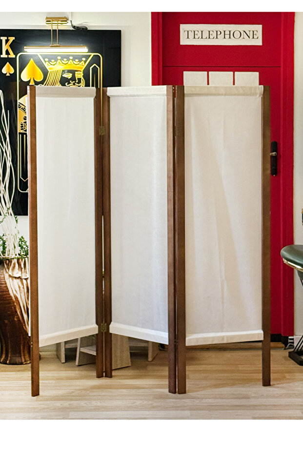 Ahşap Paravan Panel Kumaş Seperatör Paravan 5400 - 1