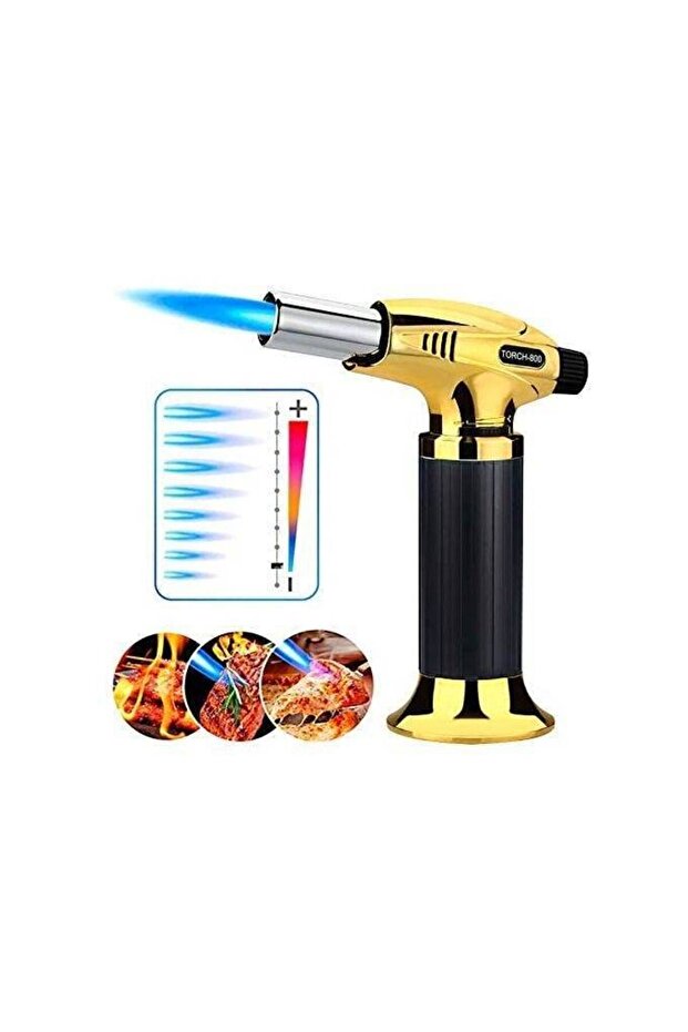 Adjustable Flame Torch Lighter, Black and Gold - MOD-800 - 2
