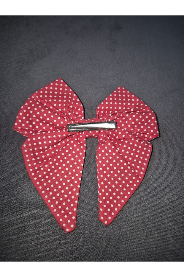 Red White Fabric Bow Buckle-(with Clip)