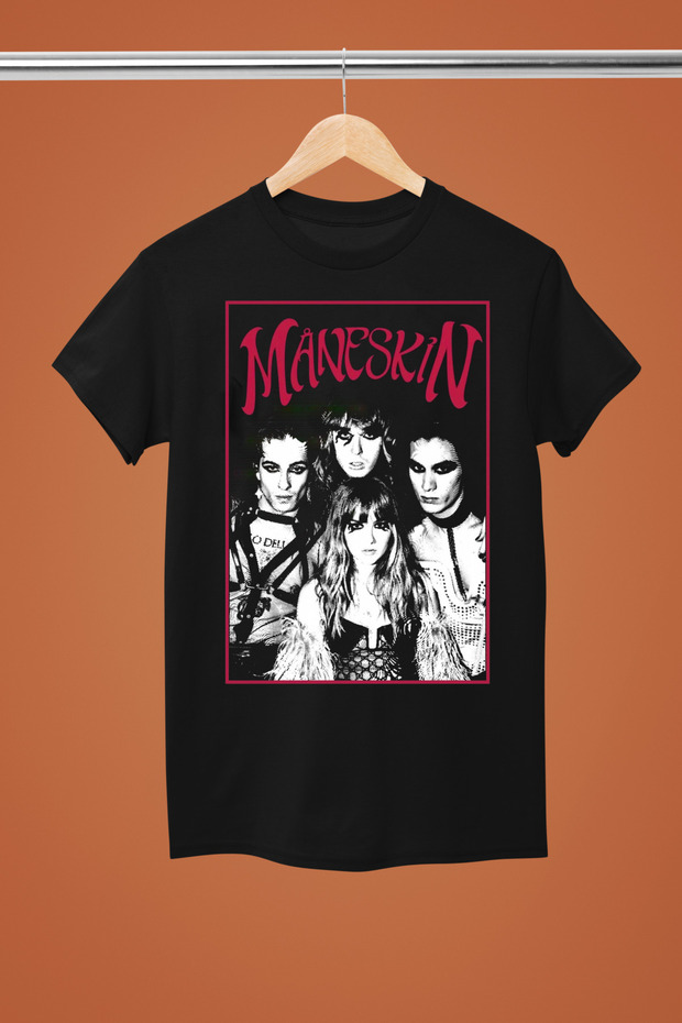 Maneskin Printed Cotton Short Sleeve Regular Fit Rock Tshirt