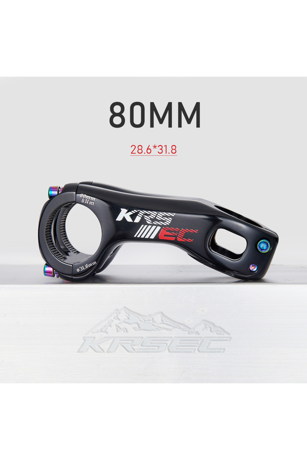 BLACK-80MM KRSEC CNC Mountain Road Bike Stem Handlebar Stem, Negative 20 Degrees, 70mm, 80mm, 90mm,
