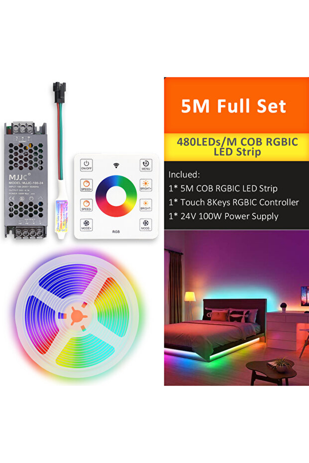 5M Full Set WS2811 COB RGBIC LED Strip DC24V 5M 10M 20M 30M RGB IC Horse Running Water Flowing Light