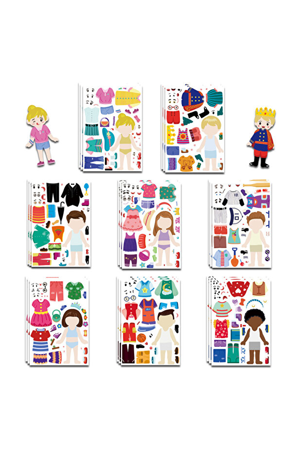 8sheets 8Sheets Children's DIY Dress up Puzzle Stickers Make-A-Face Children's Puzzle Assembly Water