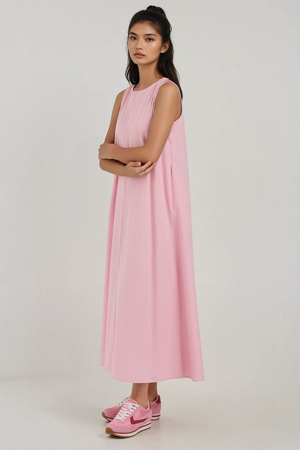 Mixray Collection Bisiklet yaka, kolsuz A-Form Maxi Elbise - 5