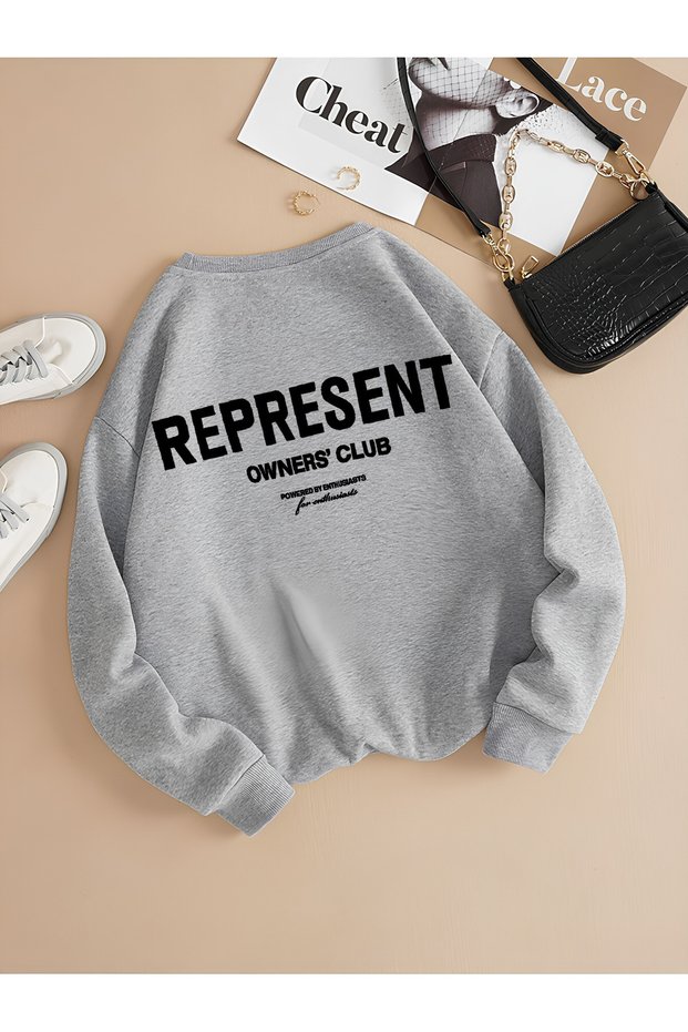Gray Unisex Men/Women Colorful Represent Custom Printed Oversize Cotton Crew Neck