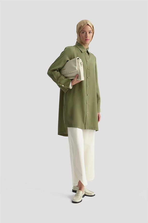 Kalın Manşetli Tunik 25KD4012 Haki - 1