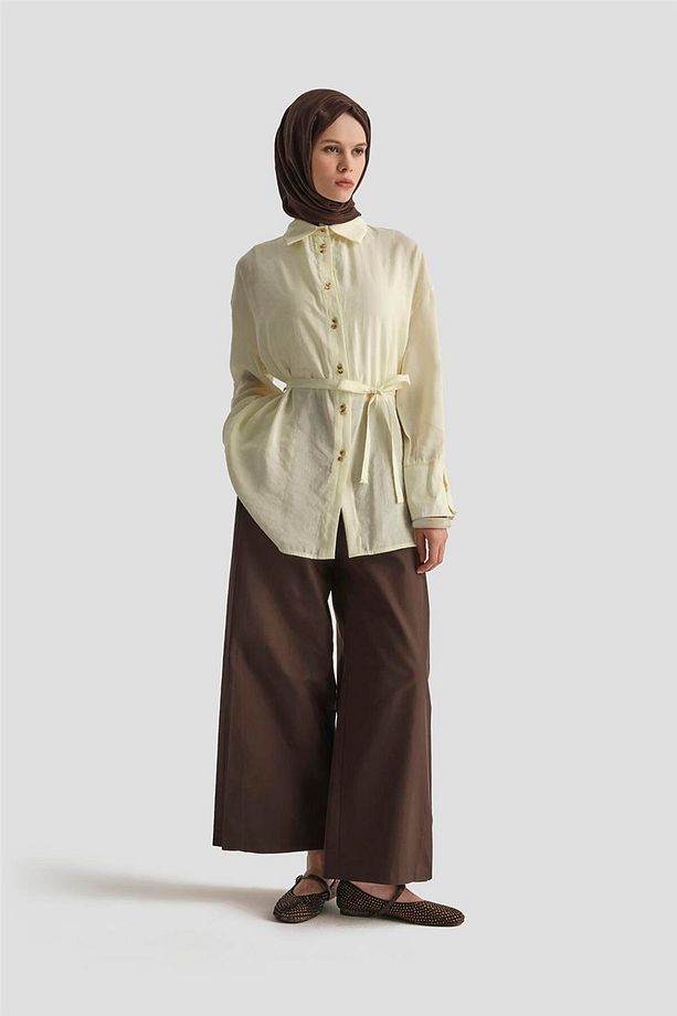 Kemer Detaylı Tunik 25KD9009 Açık Sarı - 1
