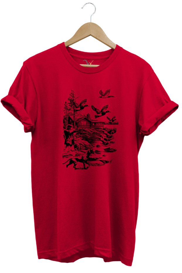 Hunting Hunting Hunting Dog Hunting and Ducks Printed 100% Cotton Unisex Regular Fit T-Shirt